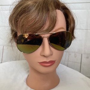 Joe’s Jeans Rose Gold Aviator Sunglasses Purple/Green Lens